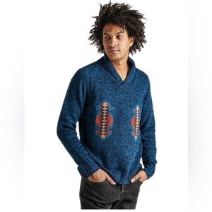 Roark Mens Cotton Aztec Cowl Sweater Medium
